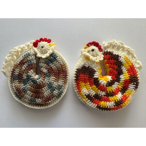 Handmade Crocheted Chicken/ Hen Kitchen Hot Pad /Pot Holder - Cottagecore Granny